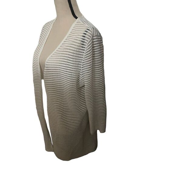 Alfani Women’s XL Open Front Sheer Stripe Cardigan – Ivory Lightweight Layer - Picture 3 of 4